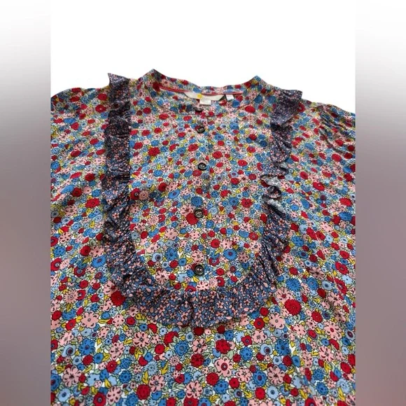 Boden Frilly Printed Popover Blouse Size 12 - Picture 6 of 10